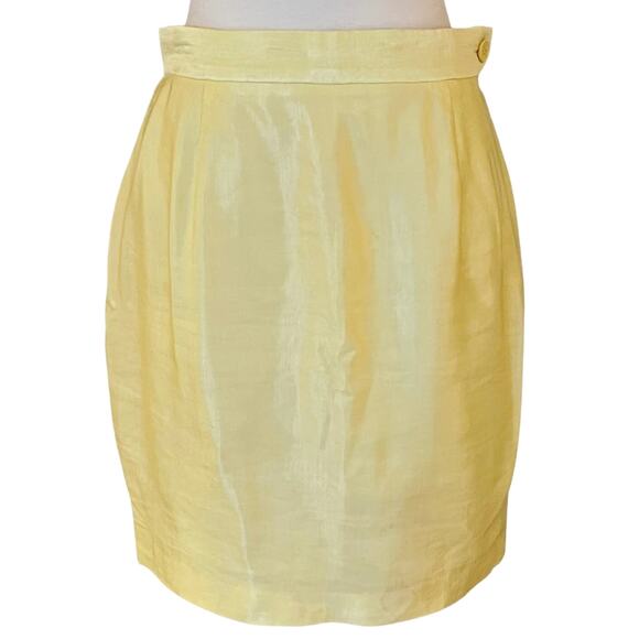 PHILOSOPHY di ALBERTA FERRETTI Straight Skirt Yellow Linen Silk Shimmer 6 GUC